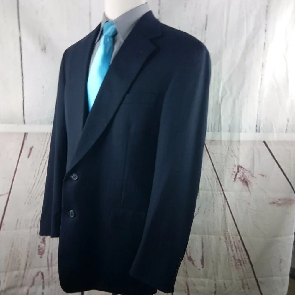 Tommy Hilfiger Dillard's 44L Wool 2 Button Deep Blue Striped Suit Blazer Jacket